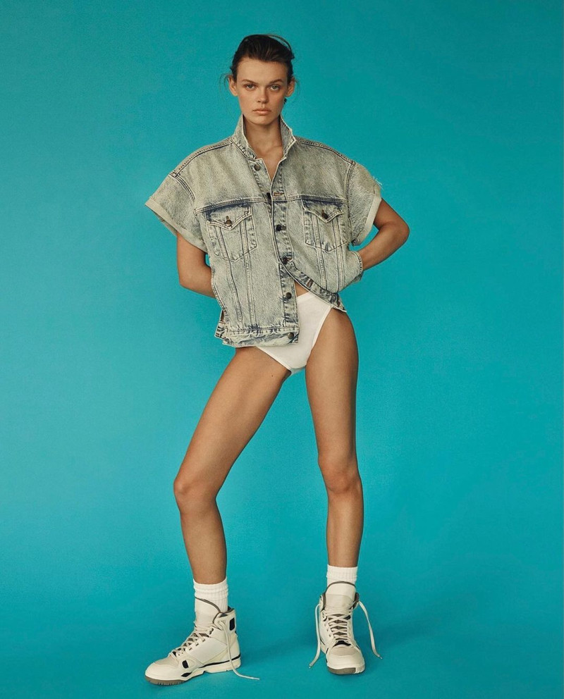 Cara Taylor featured in  the Frame Denim advertisement for Summer 2021