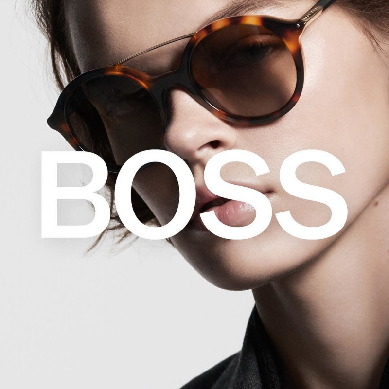 Cara Taylor featured in  the Hugo Boss Eyewear advertisement for Autumn/Winter 2018