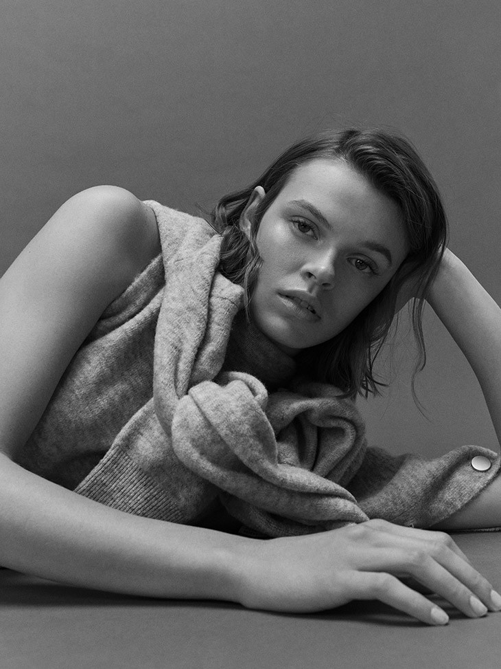 Cara Taylor featured in  the Massimo Dutti lookbook for Autumn/Winter 2020