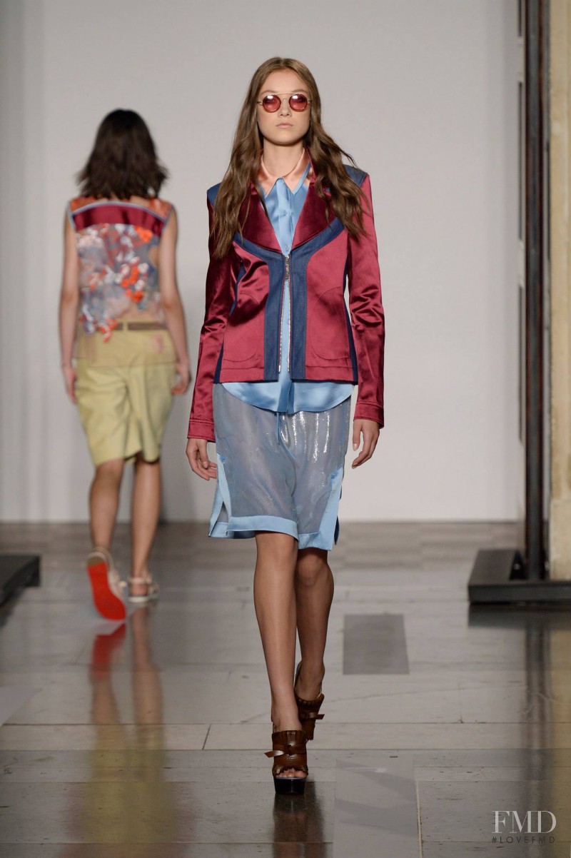 Yumi Lambert featured in  the Jonathan Saunders fashion show for Spring/Summer 2014