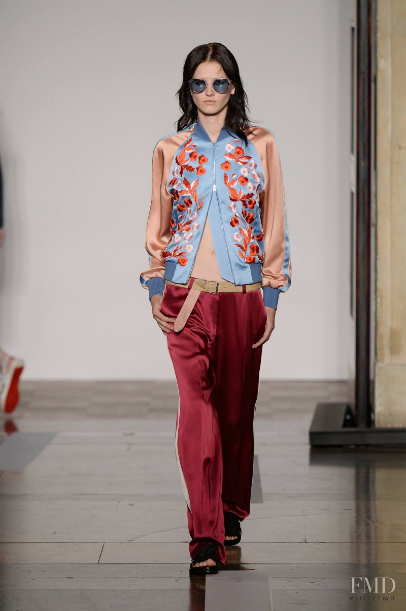 Katlin Aas featured in  the Jonathan Saunders fashion show for Spring/Summer 2014
