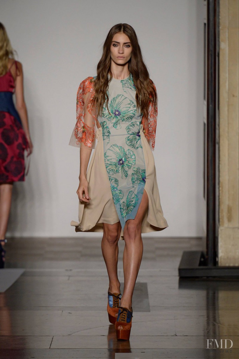 Marine Deleeuw featured in  the Jonathan Saunders fashion show for Spring/Summer 2014