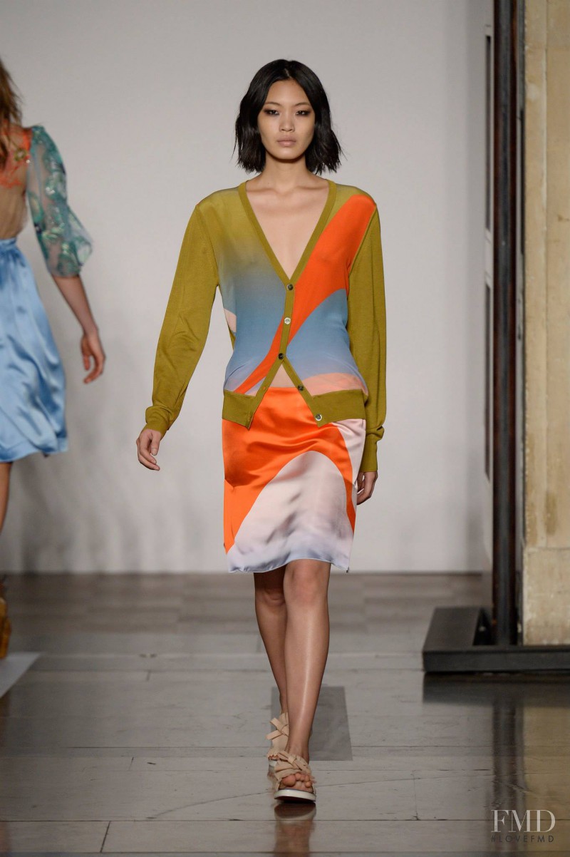 Chiharu Okunugi featured in  the Jonathan Saunders fashion show for Spring/Summer 2014