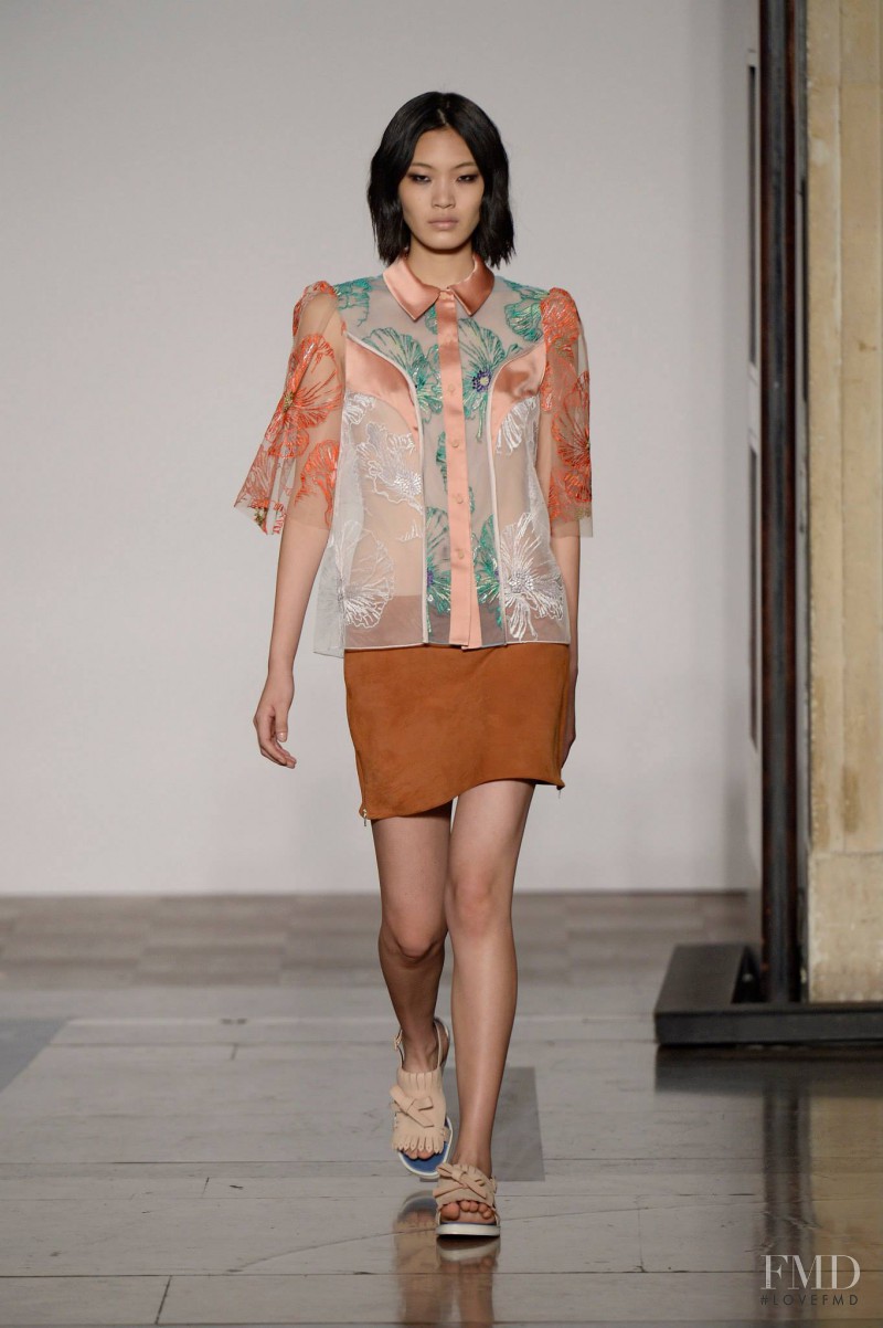 Chiharu Okunugi featured in  the Jonathan Saunders fashion show for Spring/Summer 2014