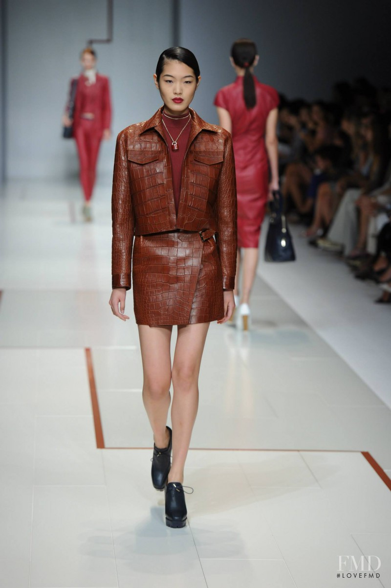 Chiharu Okunugi featured in  the Trussardi fashion show for Spring/Summer 2015