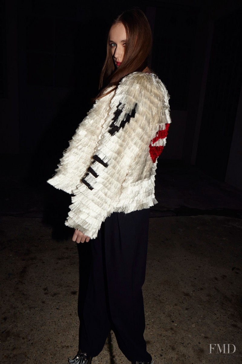 Stasha Yatchuk featured in  the MSGM fashion show for Pre-Fall 2014