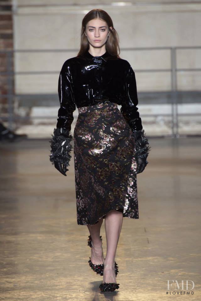 Marine Deleeuw featured in  the Rochas fashion show for Autumn/Winter 2014