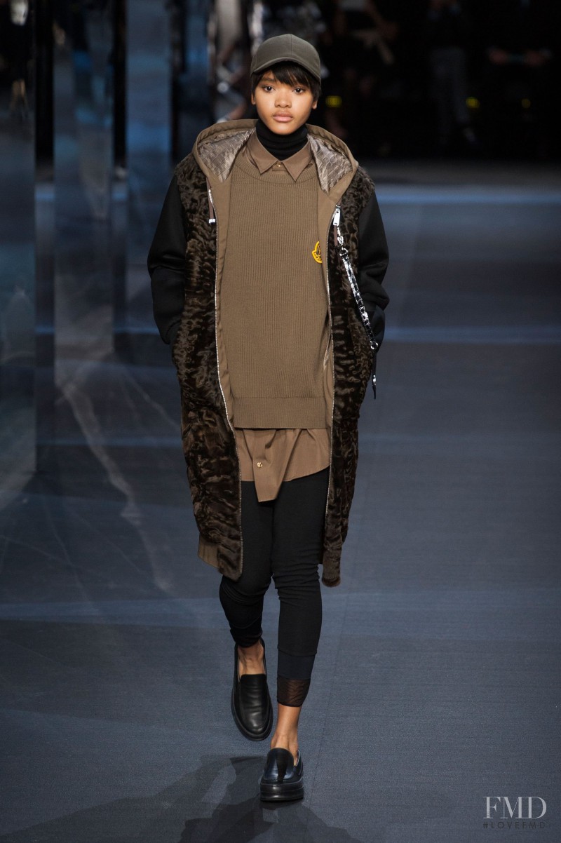 Iesha Hodges featured in  the Moncler Gamme Rouge fashion show for Autumn/Winter 2014