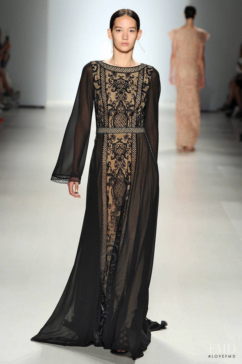 Mona Matsuoka featured in  the Tadashi Shoji fashion show for Spring/Summer 2015