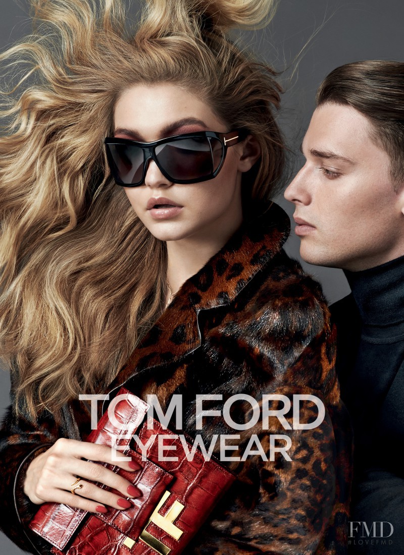 Gigi Hadid featured in  the Tom Ford Eyewear advertisement for Autumn/Winter 2014