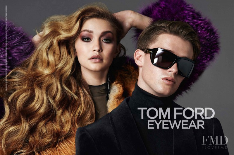 Gigi Hadid featured in  the Tom Ford Eyewear advertisement for Autumn/Winter 2014