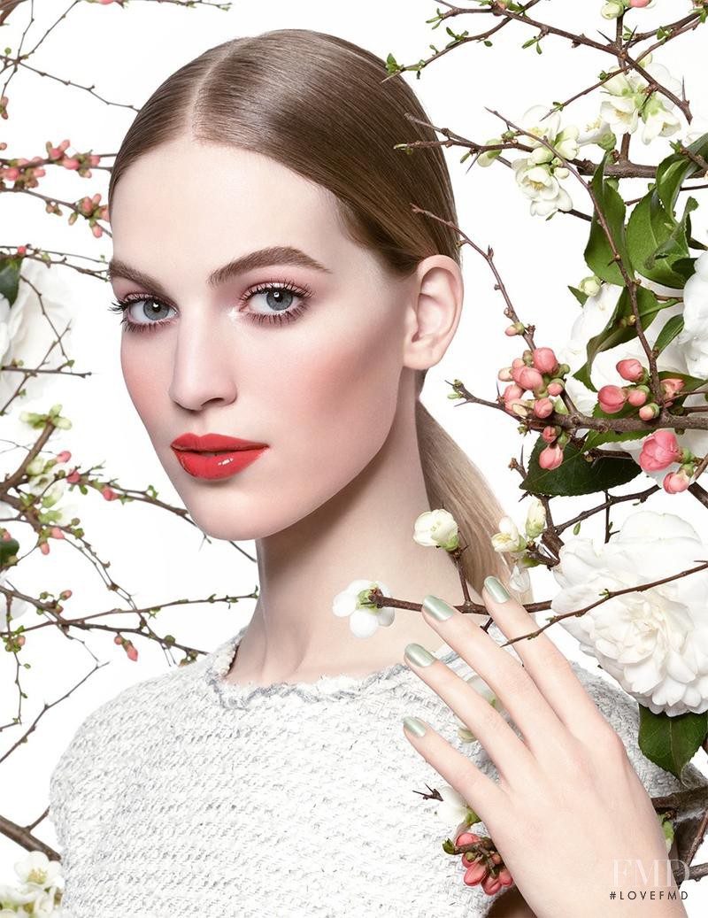Vanessa Axente featured in  the Chanel Beauty advertisement for Spring/Summer 2015
