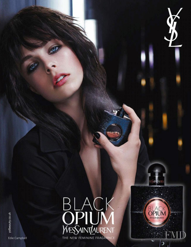 Edie Campbell featured in  the YSL Fragrance Black Opium advertisement for Autumn/Winter 2014