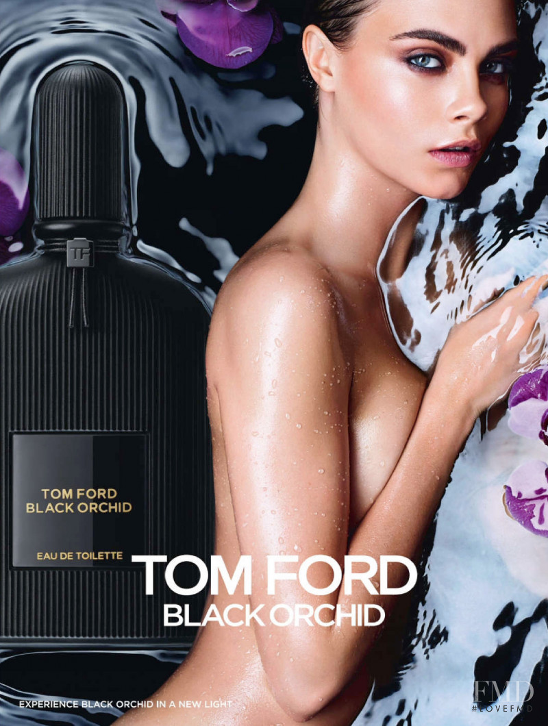 Cara Delevingne featured in  the Tom Ford Beauty "Black Orchid" Fragrance advertisement for Autumn/Winter 2014
