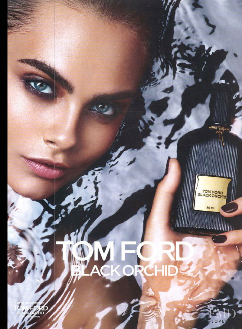 Cara Delevingne featured in  the Tom Ford Beauty "Black Orchid" Fragrance advertisement for Autumn/Winter 2014