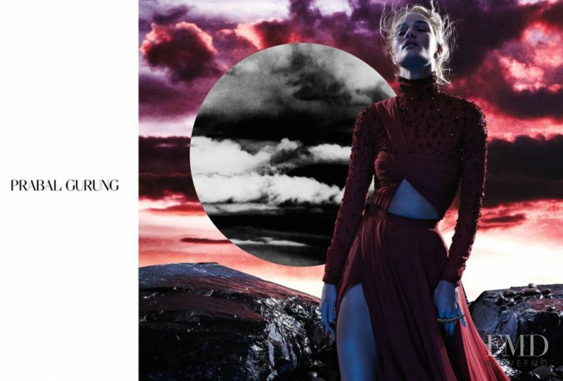 Rosie Huntington-Whiteley featured in  the Prabal Gurung advertisement for Autumn/Winter 2014