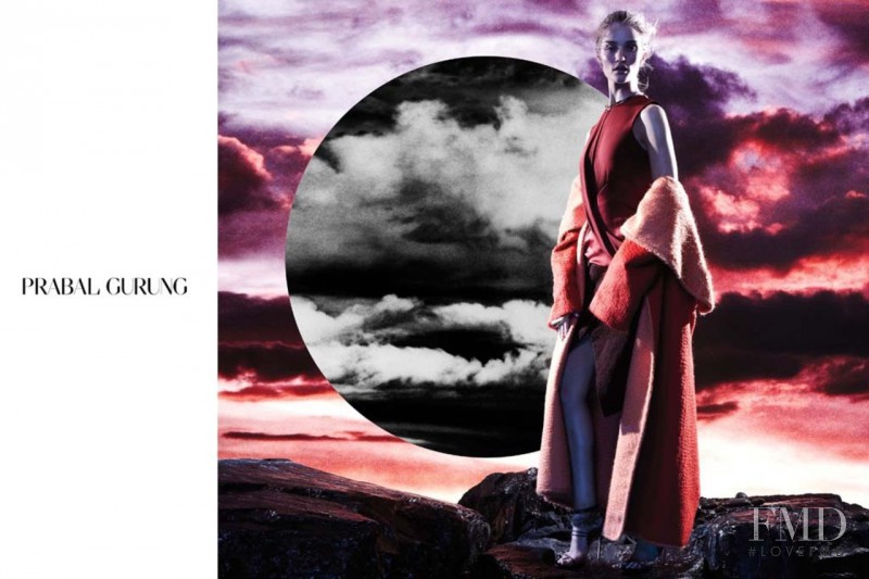 Rosie Huntington-Whiteley featured in  the Prabal Gurung advertisement for Autumn/Winter 2014