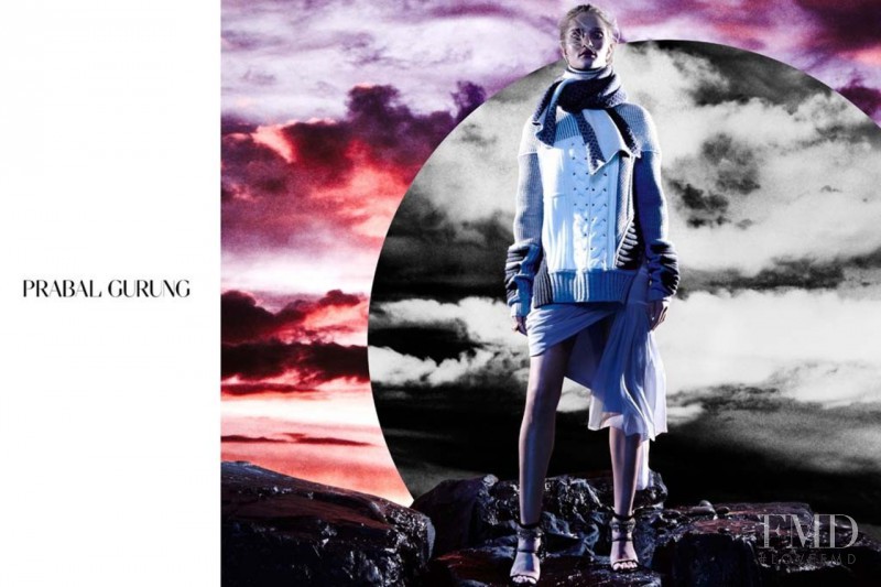 Rosie Huntington-Whiteley featured in  the Prabal Gurung advertisement for Autumn/Winter 2014