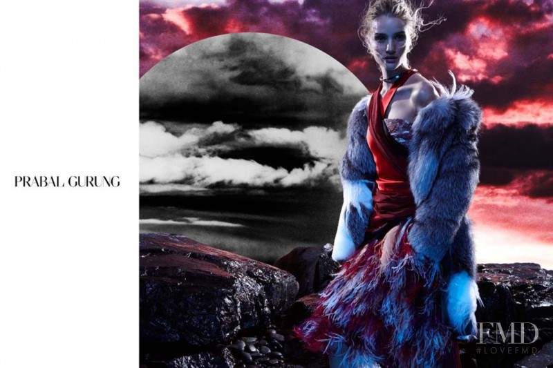 Rosie Huntington-Whiteley featured in  the Prabal Gurung advertisement for Autumn/Winter 2014