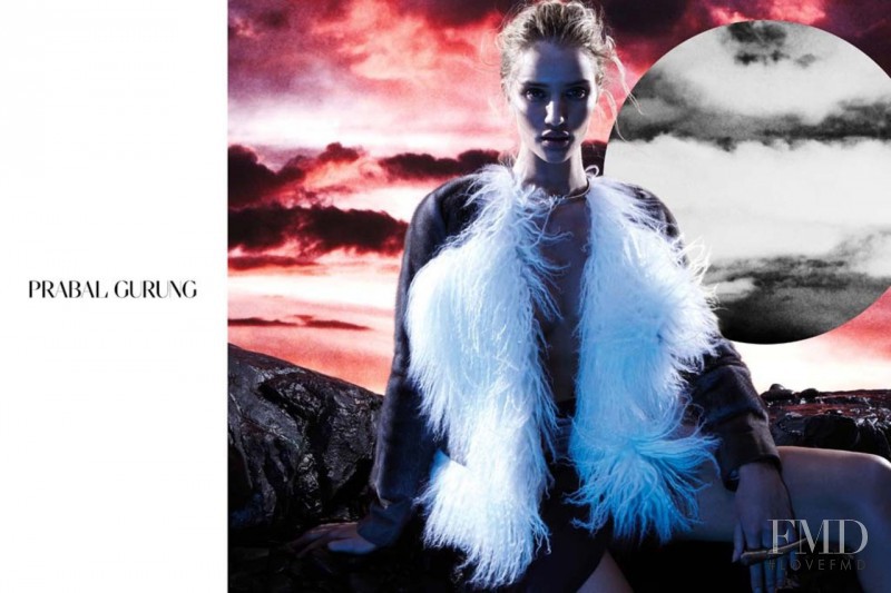 Rosie Huntington-Whiteley featured in  the Prabal Gurung advertisement for Autumn/Winter 2014