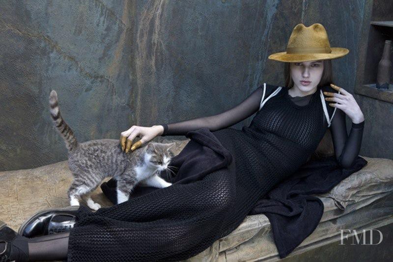 Sabina Lobova featured in  the SuperDuper Hats The Feminine Mystique advertisement for Autumn/Winter 2014