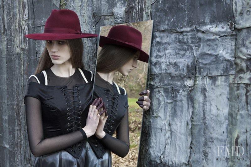 Sabina Lobova featured in  the SuperDuper Hats The Feminine Mystique advertisement for Autumn/Winter 2014