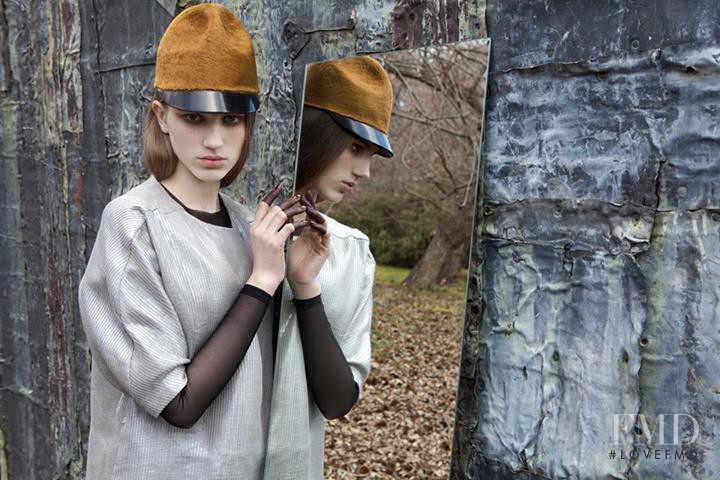 Sabina Lobova featured in  the SuperDuper Hats The Feminine Mystique advertisement for Autumn/Winter 2014