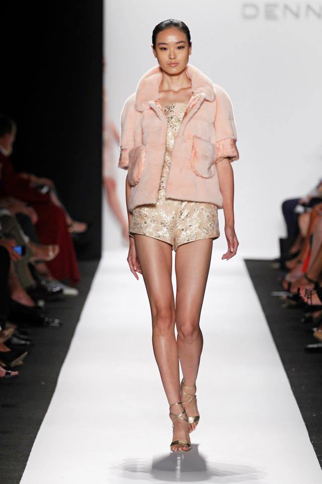 Yue Han featured in  the Dennis Basso fashion show for Spring/Summer 2015