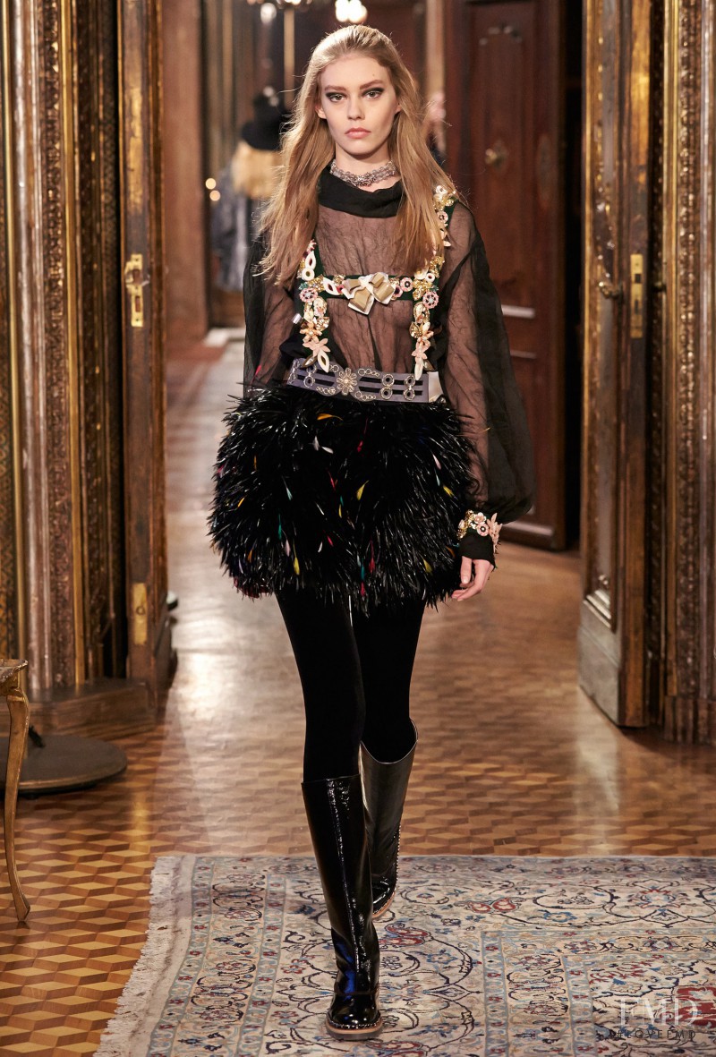 Ondria Hardin featured in  the Chanel fashion show for Pre-Fall 2015