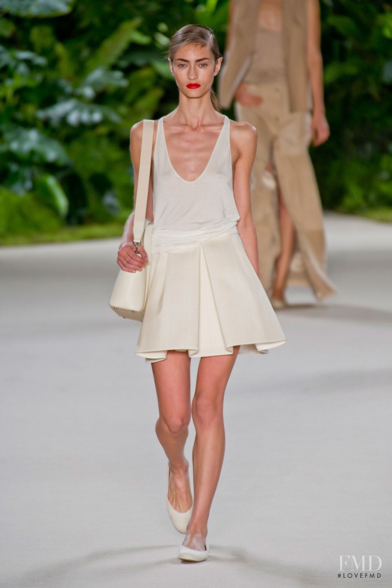 Marine Deleeuw featured in  the Akris fashion show for Spring/Summer 2013