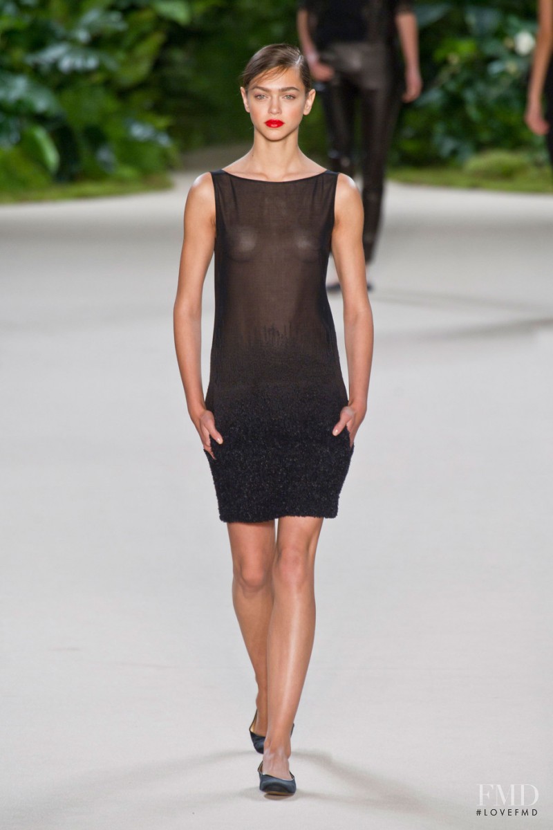 Zhenya Katava featured in  the Akris fashion show for Spring/Summer 2013
