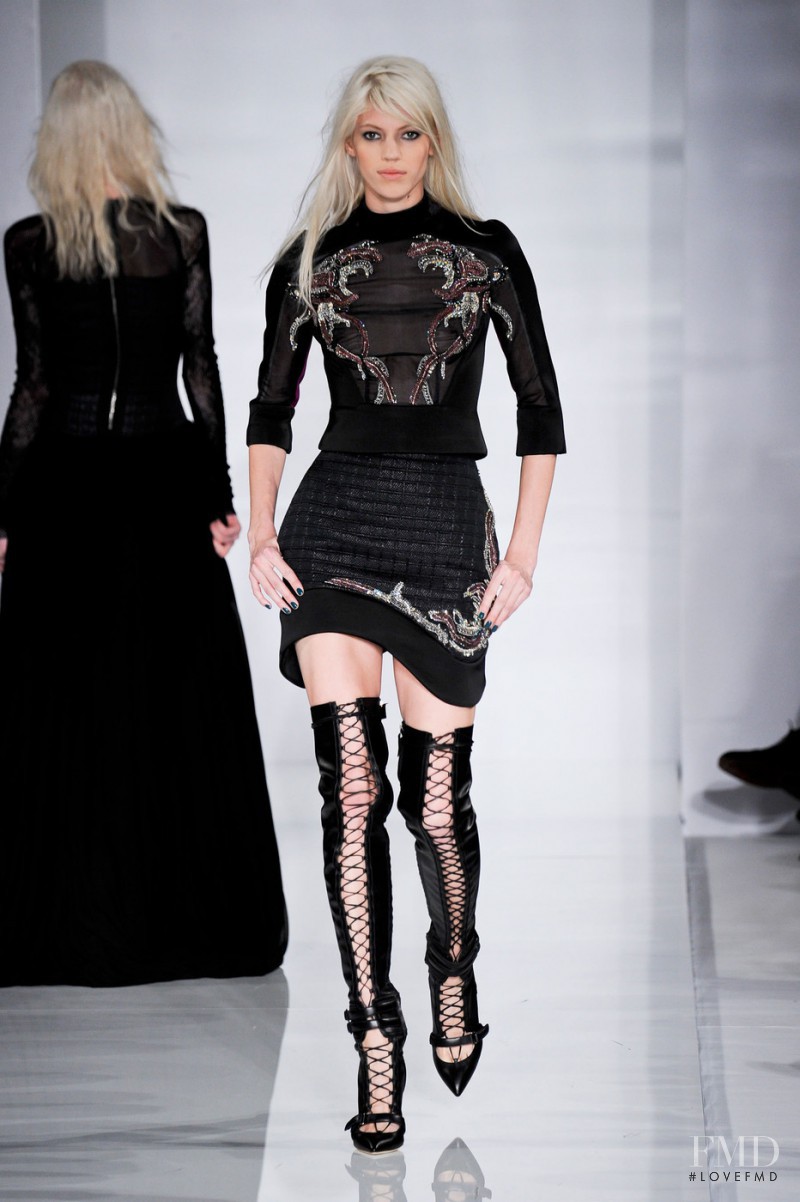 Devon Windsor featured in  the Antonio Berardi fashion show for Autumn/Winter 2014