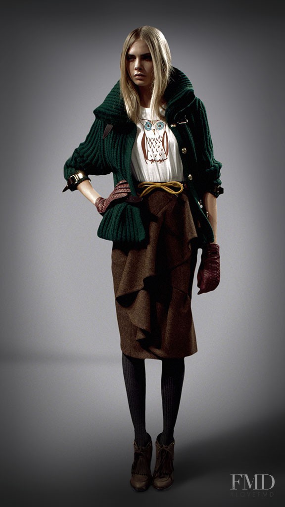 Cara Delevingne featured in  the Burberry lookbook for Autumn/Winter 2012