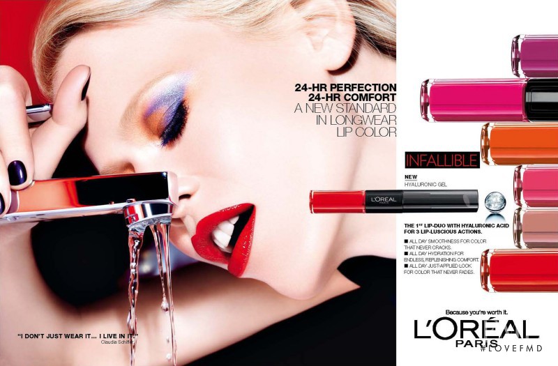 Claudia Schiffer featured in  the L\'Oreal Paris Infallible 2-Step Longwear Lipstick advertisement for Spring/Summer 2013