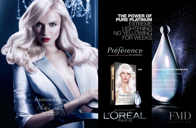 Natasha Poly featured in  the L\'Oreal Paris Préférence Blondissmes advertisement for Autumn/Winter 2012