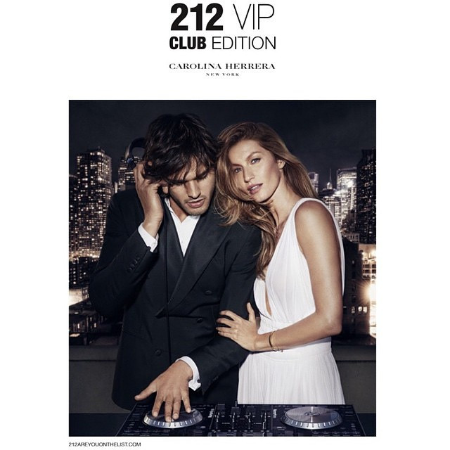 Gisele Bundchen featured in  the Carolina Herrera 212 Vip Rose Fragrnace advertisement for Autumn/Winter 2014