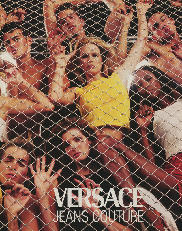 Claudia Schiffer featured in  the Versace Jeans Couture advertisement for Spring/Summer 1999