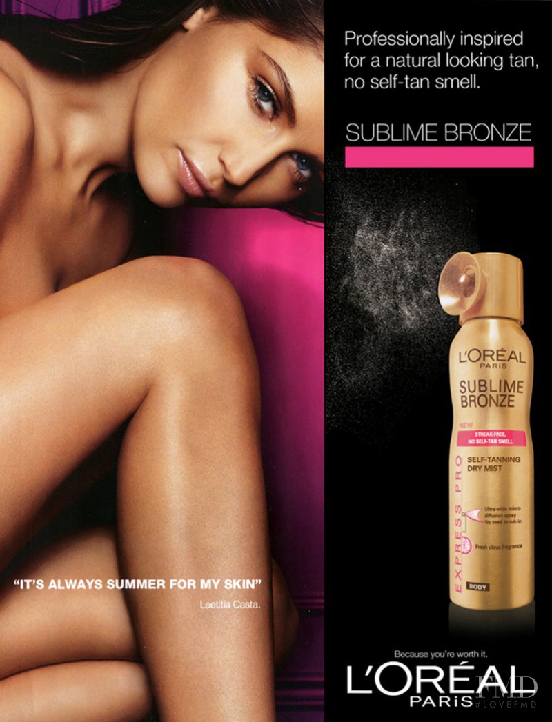 Laetitia Casta featured in  the L\'Oreal Paris Sublime Bronze advertisement for Spring/Summer 2011