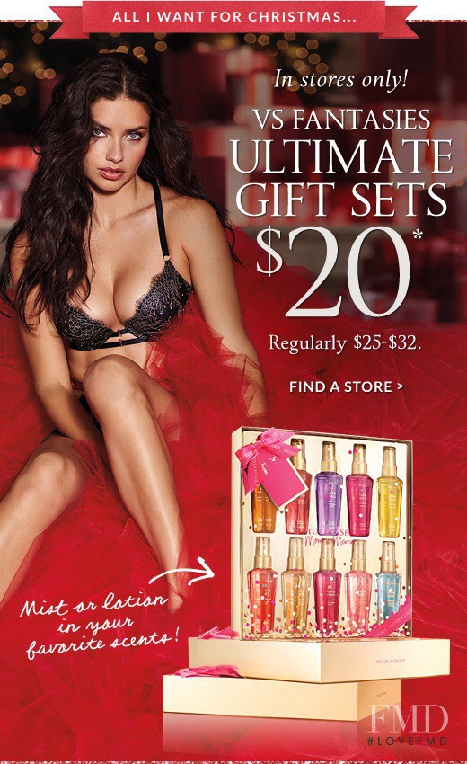 Adriana Lima featured in  the Victoria\'s Secret Beauty advertisement for Christmas 2014