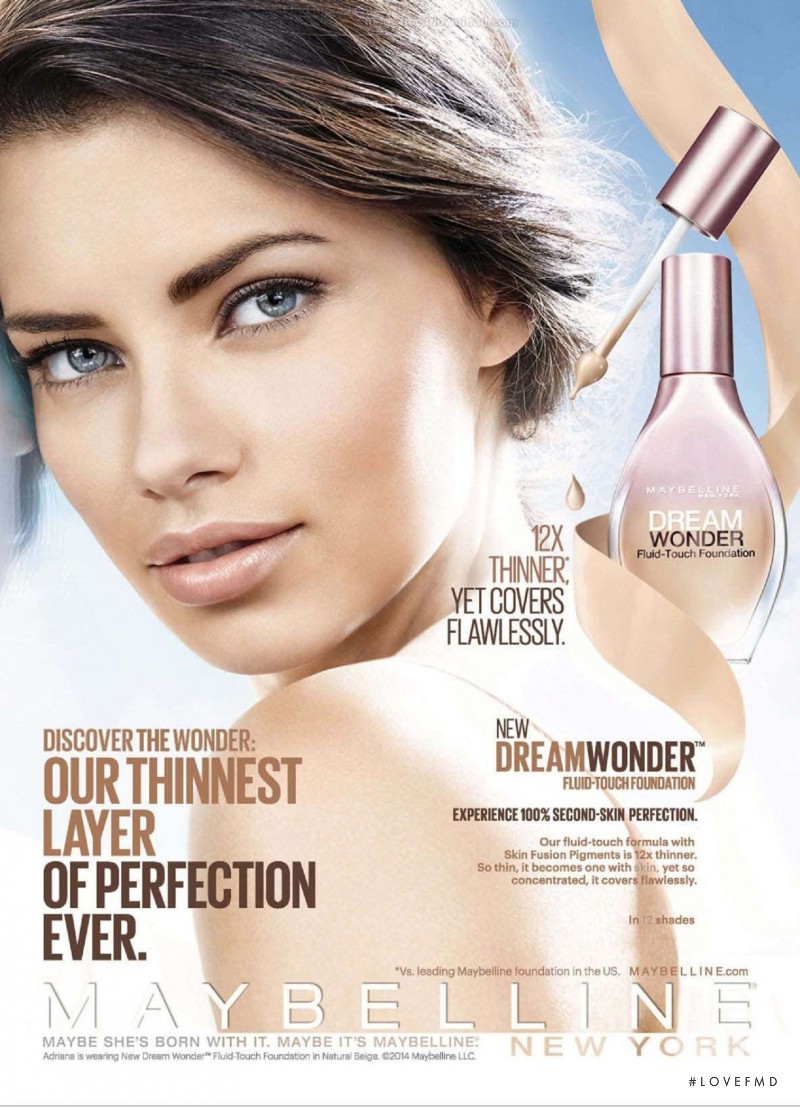 Adriana Lima featured in  the Maybelline Dream Wonder advertisement for Summer 2014