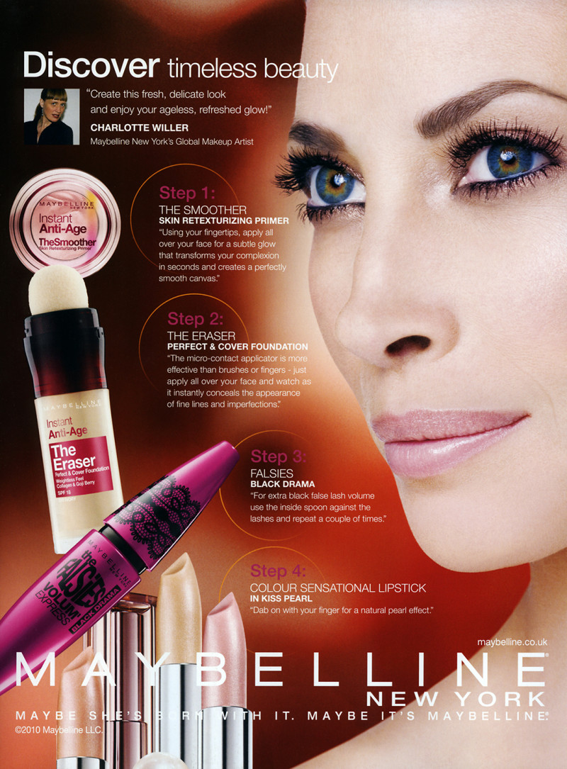 Christy Turlington featured in  the Maybelline advertisement for Spring/Summer 2010