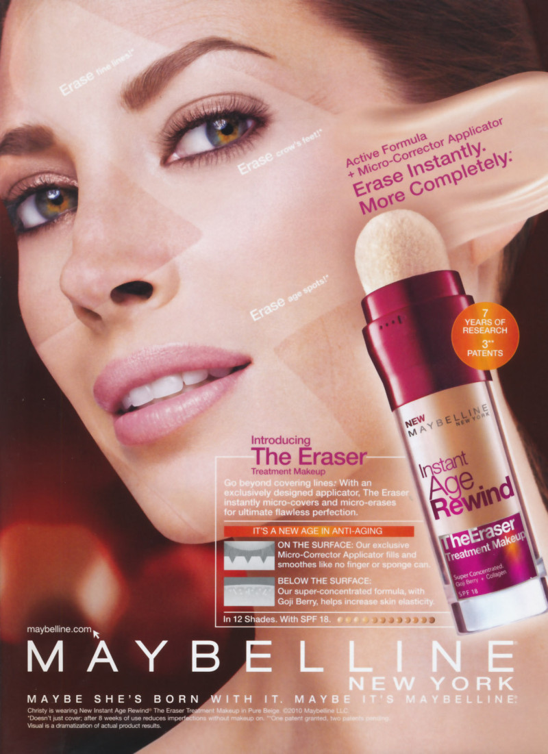 Christy Turlington featured in  the Maybelline advertisement for Spring/Summer 2010