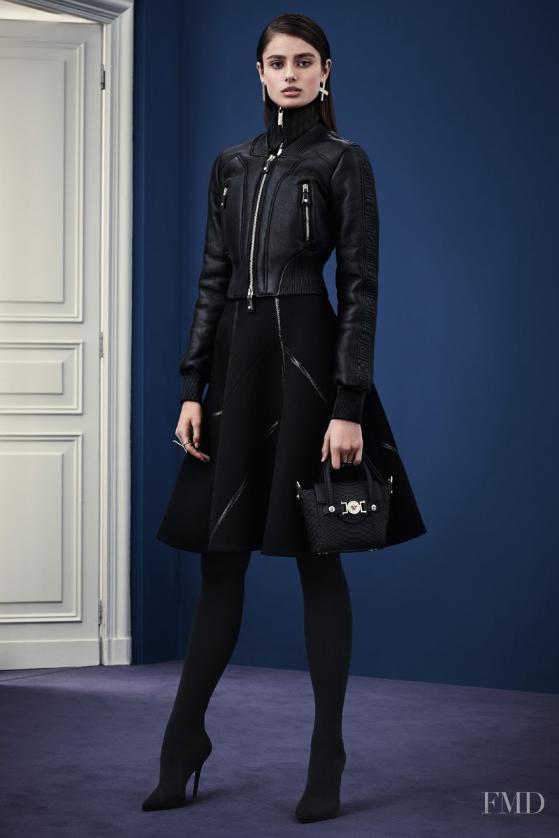 Taylor Hill featured in  the Versace lookbook for Pre-Fall 2015