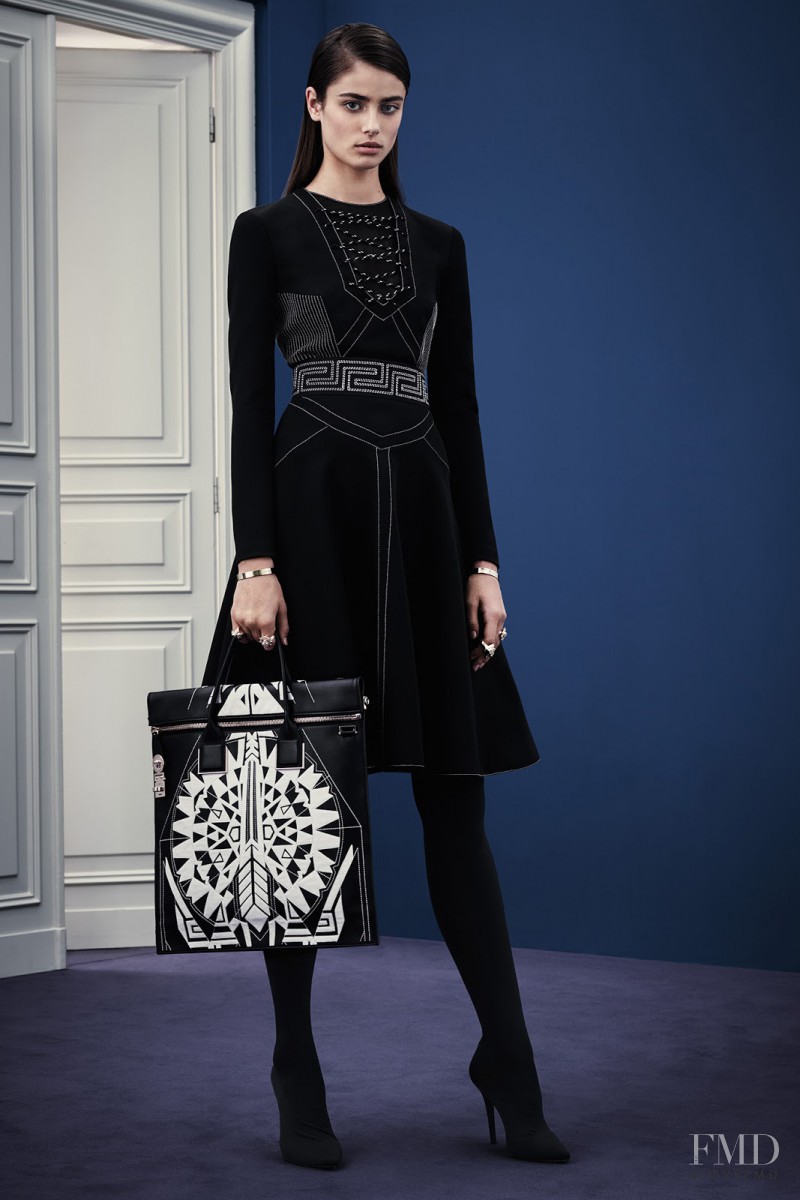 Taylor Hill featured in  the Versace lookbook for Pre-Fall 2015