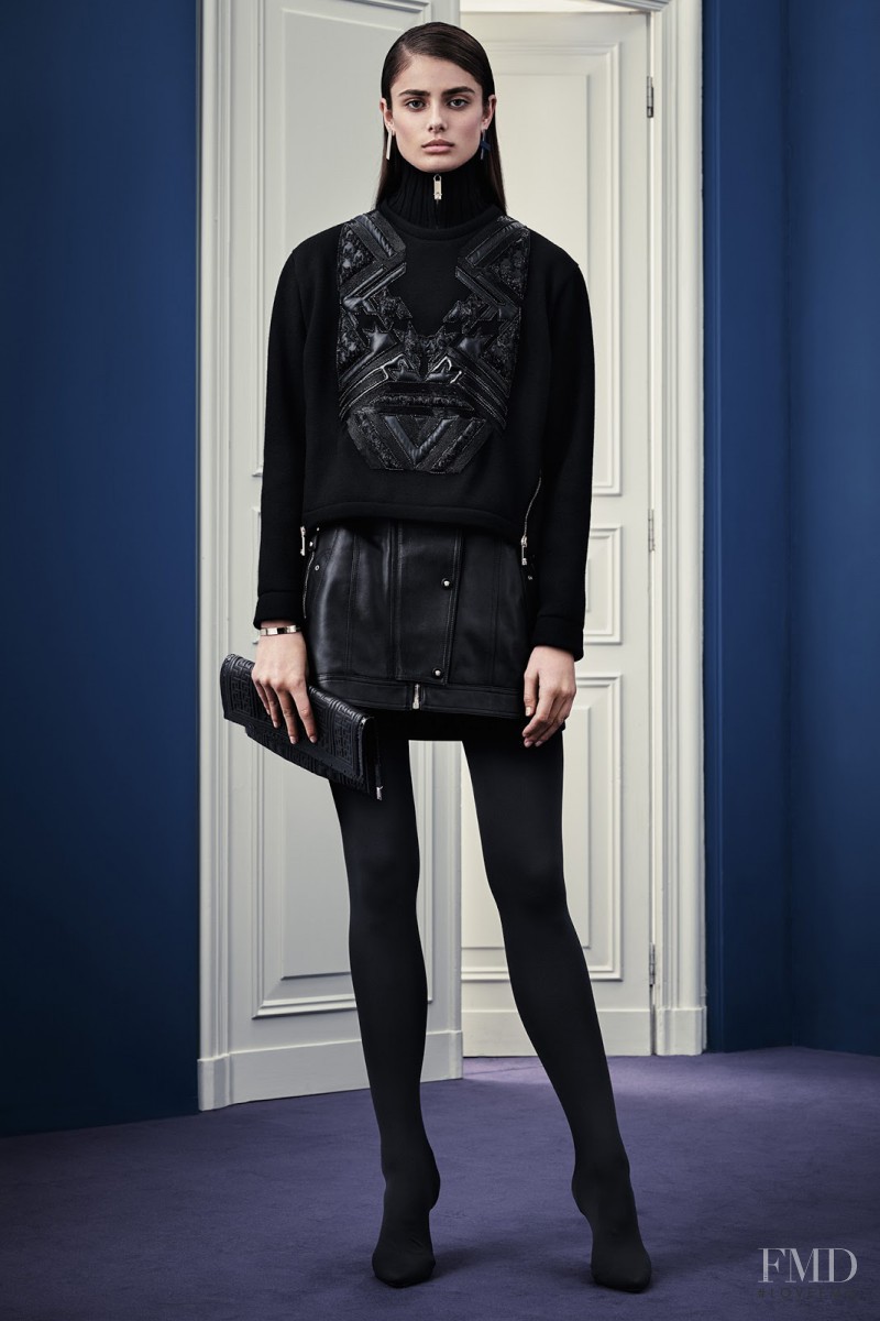 Taylor Hill featured in  the Versace lookbook for Pre-Fall 2015