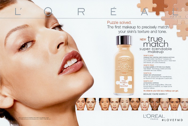 Milla Jovovich featured in  the L\'Oreal Paris True Match advertisement for Spring/Summer 2012