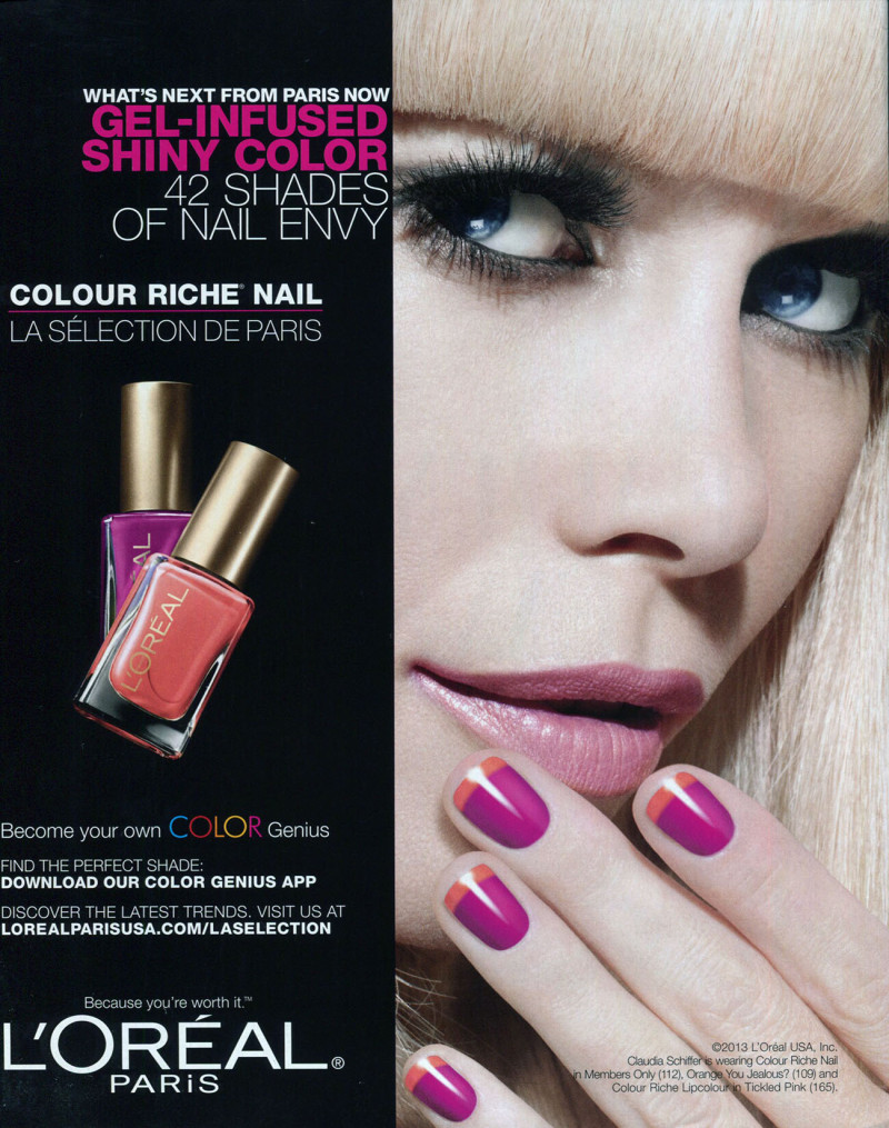 Claudia Schiffer featured in  the L\'Oreal Paris Color Riche Le Vernis advertisement for Spring/Summer 2013