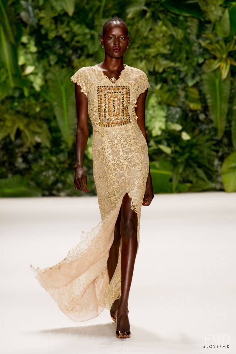 Ajak Deng featured in  the Naeem Khan fashion show for Spring/Summer 2014