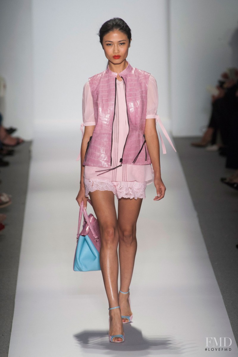 Yulia Saparniiazova featured in  the Dennis Basso fashion show for Spring/Summer 2014