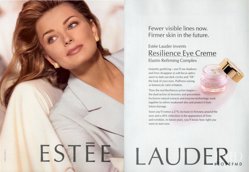Paulina Porizkova featured in  the Estée Lauder advertisement for Spring/Summer 1995